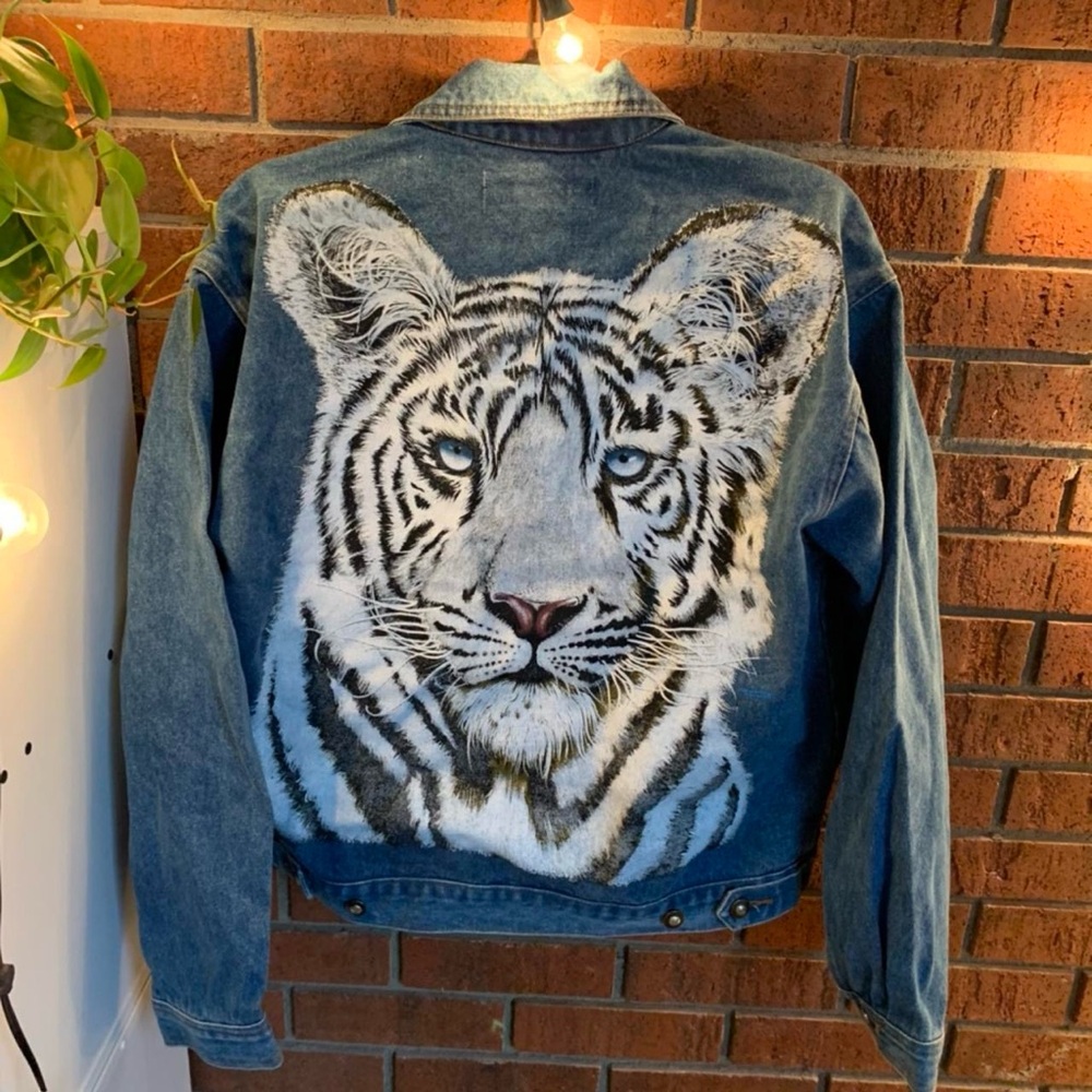 Denim Jacket with Tiger Design